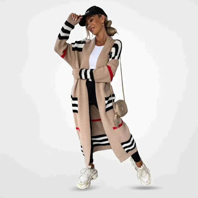 IDA™ | Chic Striped Tie-Cardigan